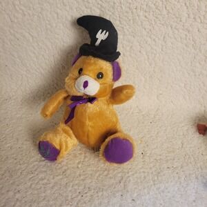 Toy Network Pirate Teddy Bear Plush Orange Purple 9" Excellent Halloween Spooky